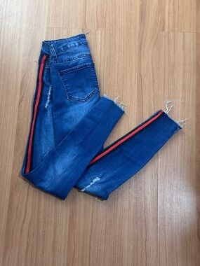 Just USA LA Striped Skinny Jeans Distressed Size 1